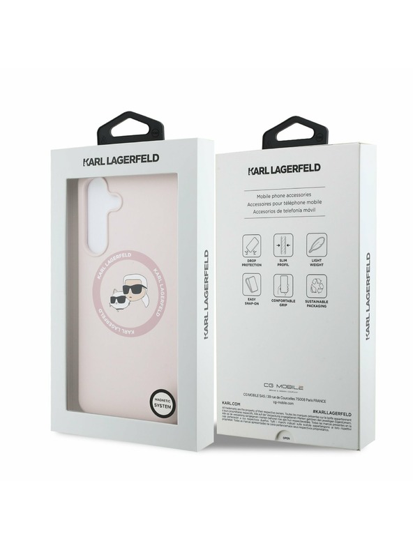 Karl Lagerfeld Karl Lagerfeld Liquid Silicone K&CH Heads MagSafe Zadný Kryt pre Samsung Galaxy S25 FE Pink