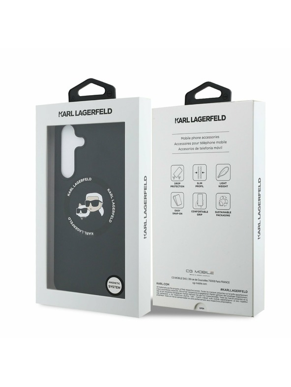 Karl Lagerfeld Karl Lagerfeld Liquid Silicone K&CH Heads MagSafe Zadný Kryt pre Samsung Galaxy S25 FE Black