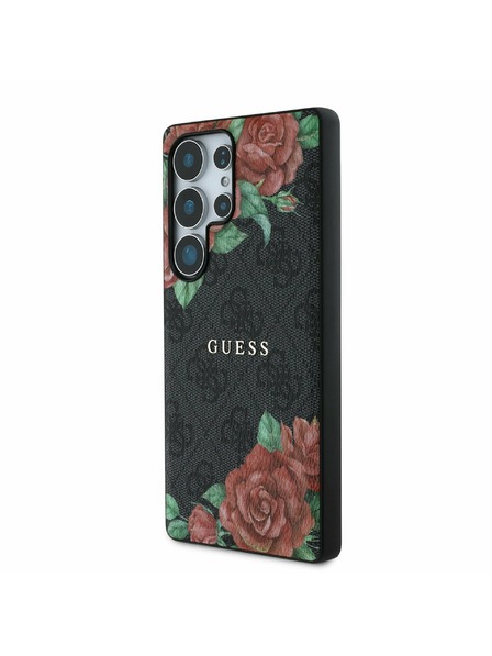 Guess Guess PU Leather 4G Flowers Print Metal Classic Logo MagSafe Zadný Kryt pre Samsung Galaxy S25 Ultra Black