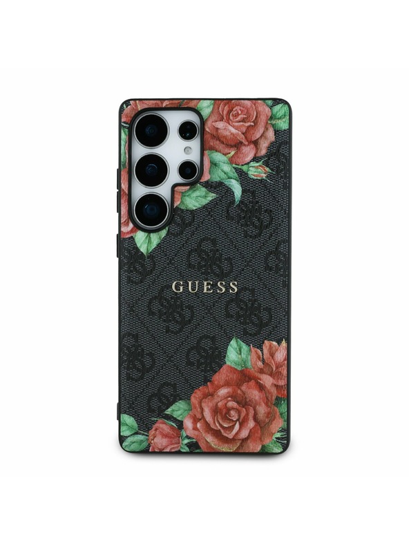 Guess Guess PU Leather 4G Flowers Print Metal Classic Logo MagSafe Zadný Kryt pre Samsung Galaxy S25 Ultra Black
