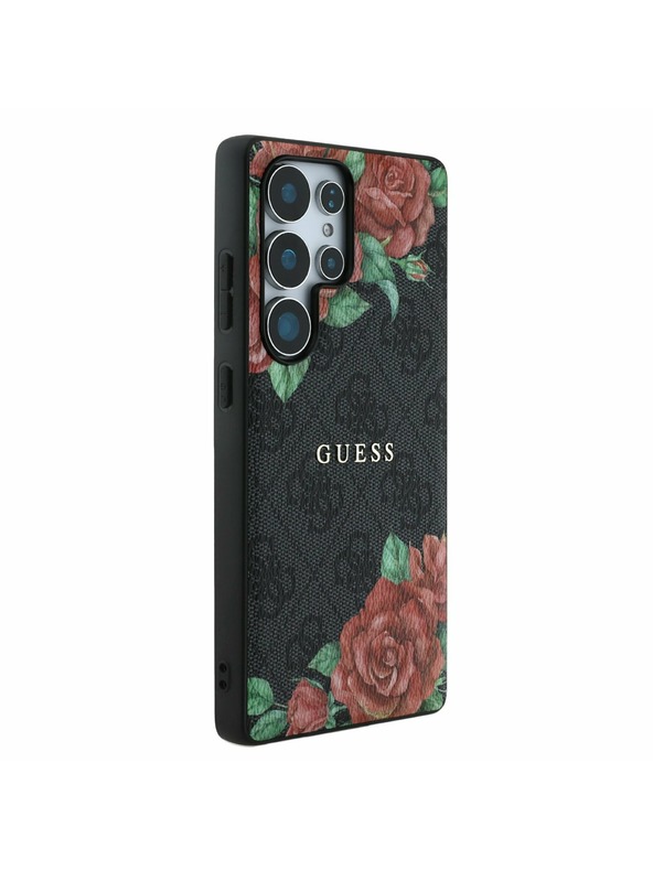 Guess Guess PU Leather 4G Flowers Print Metal Classic Logo MagSafe Zadný Kryt pre Samsung Galaxy S25 Ultra Black