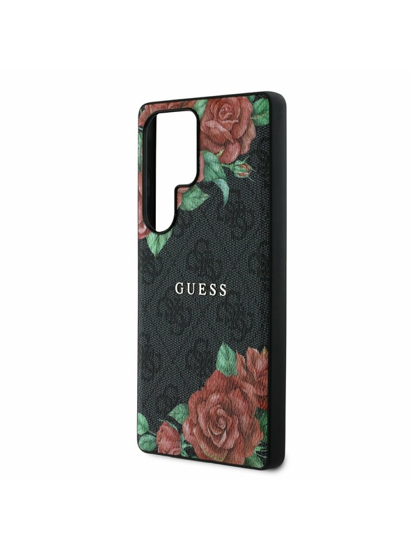 Guess Guess PU Leather 4G Flowers Print Metal Classic Logo MagSafe Zadný Kryt pre Samsung Galaxy S25 Ultra Black
