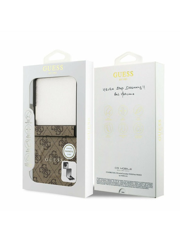 Guess Guess PU Leather 4G Colored Ring Magnetic Zadný Kryt pre Samsung Galaxy Z Flip 7 Brown