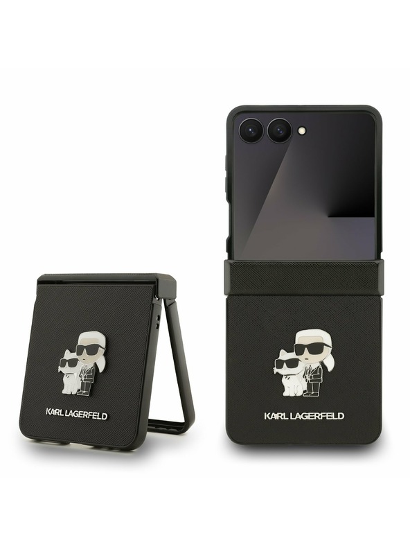 Karl Lagerfeld Karl Lagerfeld PU Saffiano Karl and Choupette Zadný Kryt pre Samsung Galaxy Z Flip 7 Black