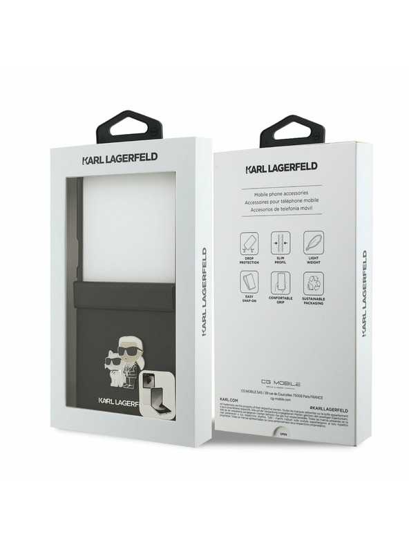Karl Lagerfeld Karl Lagerfeld PU Saffiano Karl and Choupette Zadný Kryt pre Samsung Galaxy Z Flip 7 Black