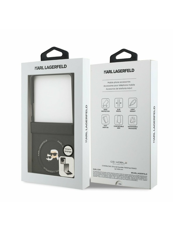 Karl Lagerfeld Karl Lagerfeld PU Karl and Choupette Heads Magnetic Zadný Kryt pre Samsung Galaxy Z Flip 7 Black