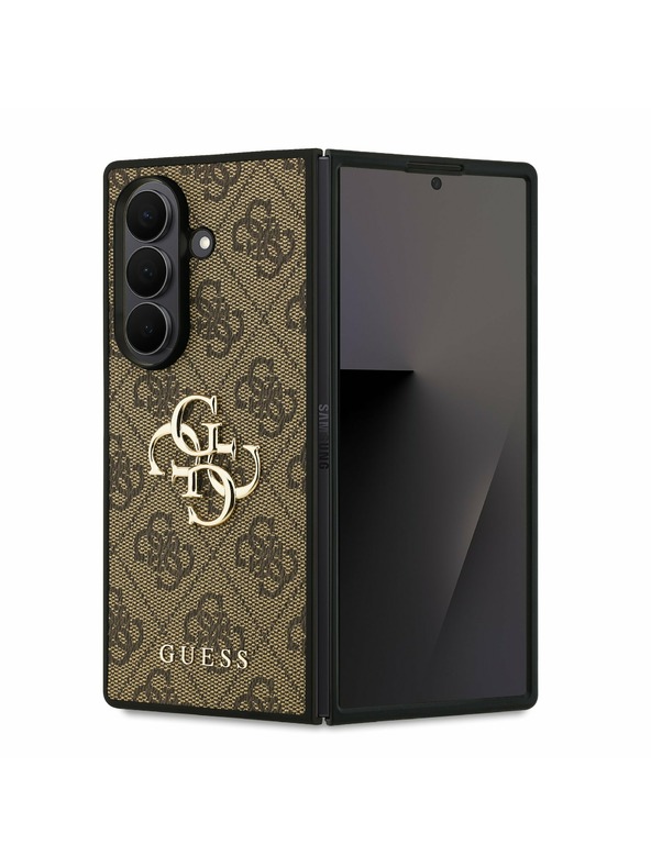 Guess Guess PU 4G Metal Logo Zadný Kryt pre Samsung Galaxy Z Fold 7 Brown