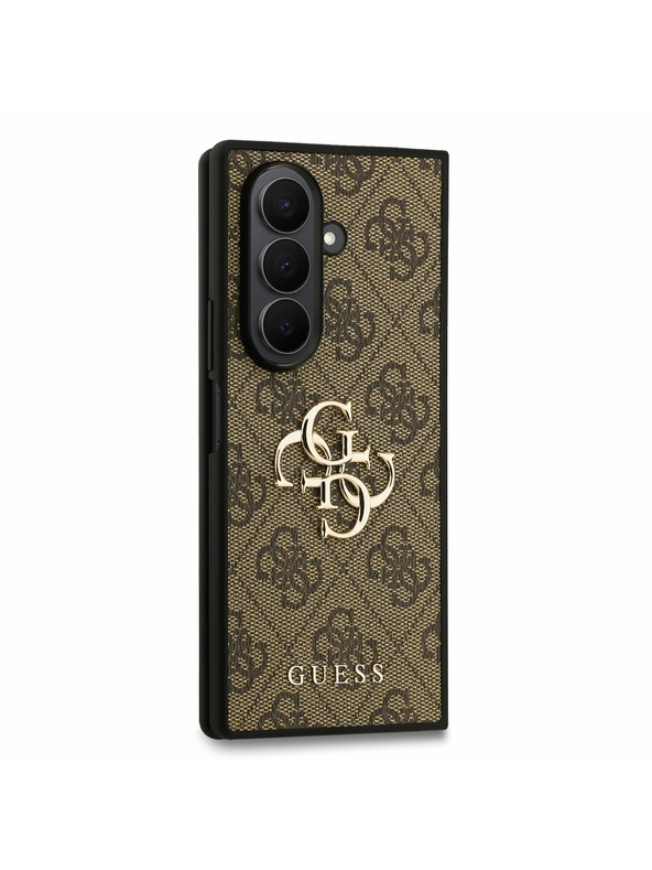 Guess Guess PU 4G Metal Logo Zadný Kryt pre Samsung Galaxy Z Fold 7 Brown