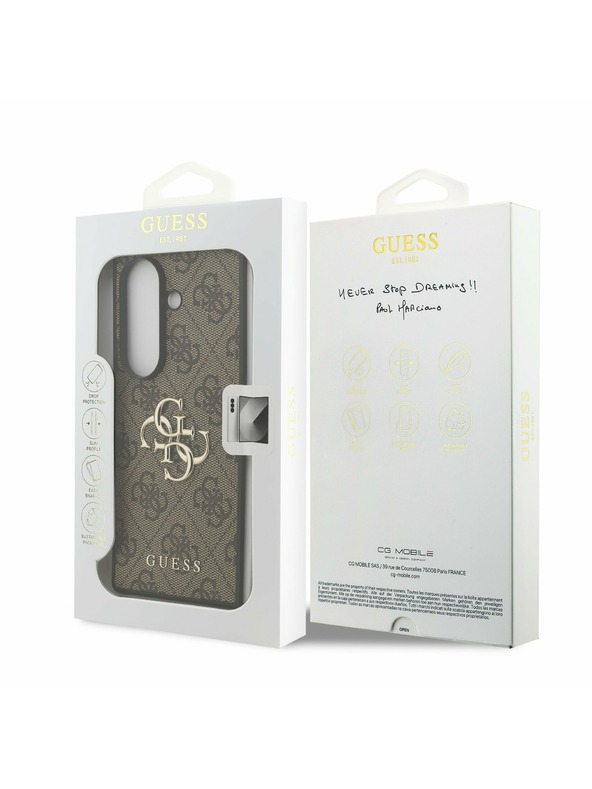 Guess Guess PU 4G Metal Logo Zadný Kryt pre Samsung Galaxy Z Fold 7 Brown