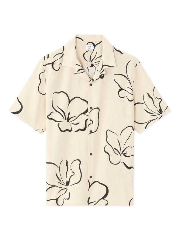 Celio Ľanová košeľa Naflori s krátkym rukávom