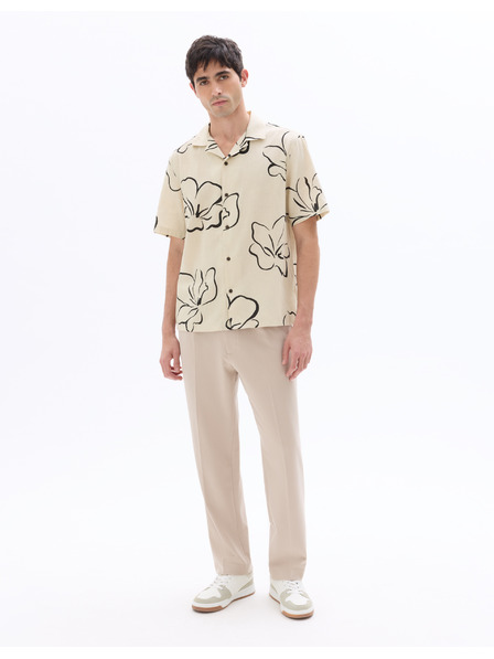 Celio Ľanová košeľa Naflori s krátkym rukávom