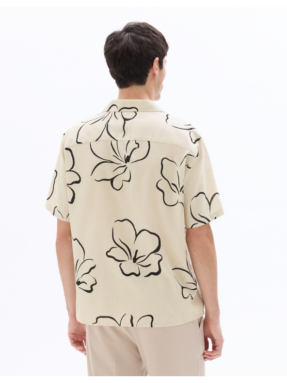 Celio Ľanová košeľa Naflori s krátkym rukávom