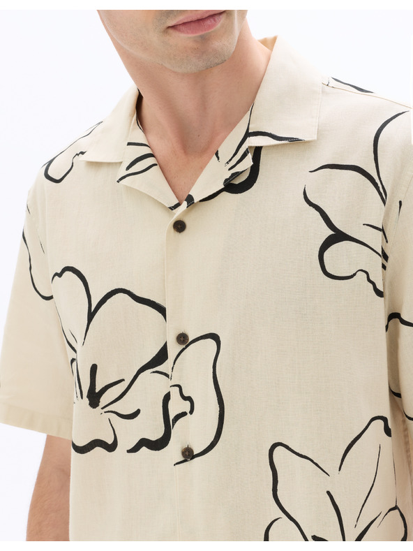 Celio Ľanová košeľa Naflori s krátkym rukávom