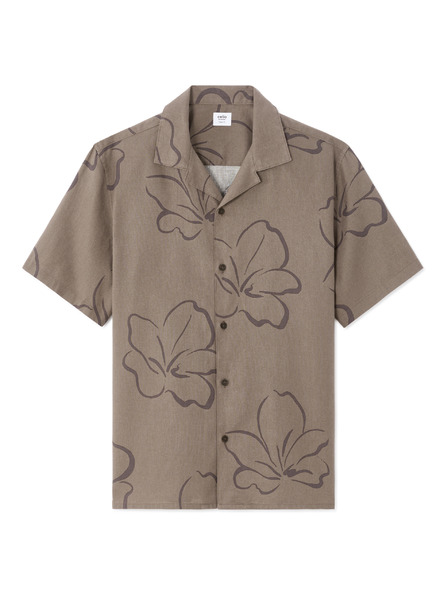 Celio Ľanová košeľa Naflori s krátkym rukávom