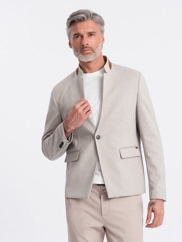 Ombre Clothing Ombre Clothing pánska hnedá bunda so stojačikom