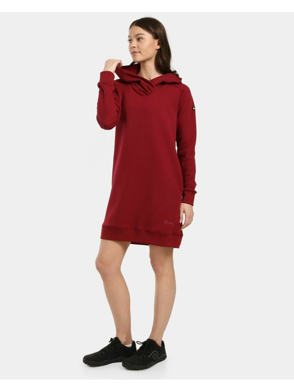 Kilpi Dámska dlhá mikina s kapucňou Kilpi HEYDEN-W Tmavo červená