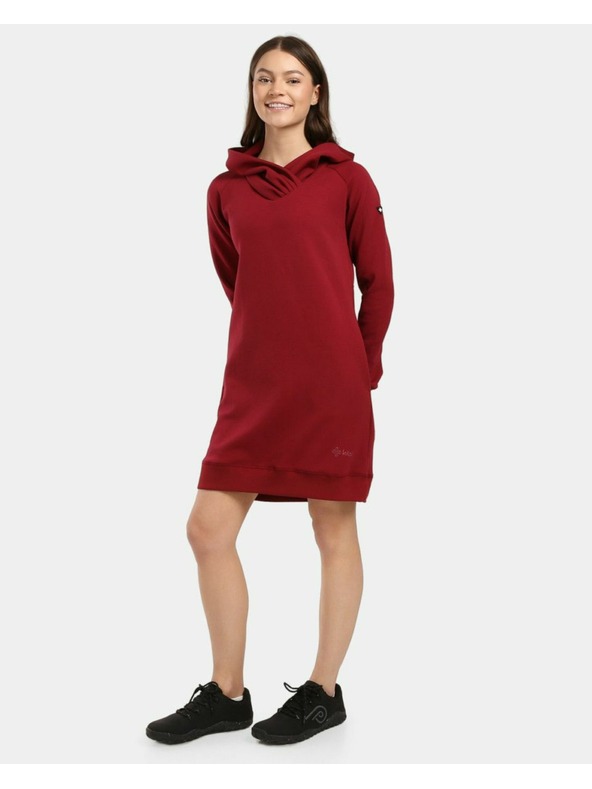 Kilpi Dámska dlhá mikina s kapucňou Kilpi HEYDEN-W Tmavo červená