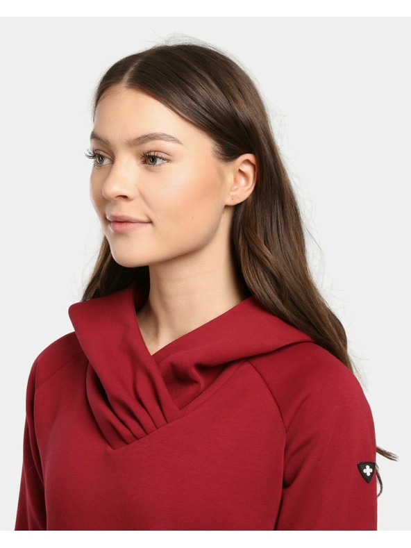 Kilpi Dámska dlhá mikina s kapucňou Kilpi HEYDEN-W Tmavo červená