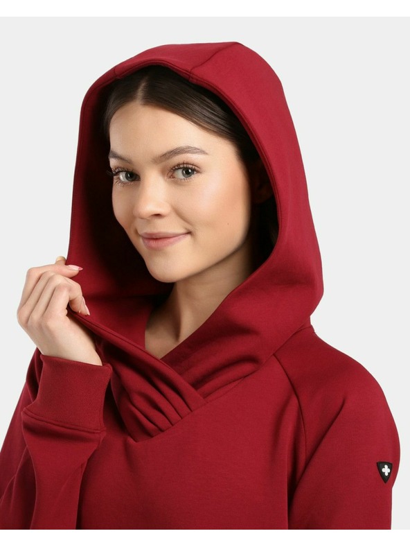 Kilpi Dámska dlhá mikina s kapucňou Kilpi HEYDEN-W Tmavo červená