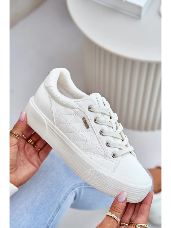 BIG STAR SHOES Dámske tenisky na platforme zateplené Big Star – biele