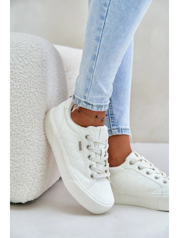 BIG STAR SHOES Dámske tenisky na platforme zateplené Big Star – biele