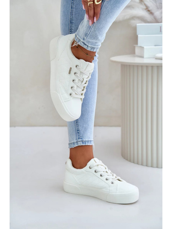 BIG STAR SHOES Dámske tenisky na platforme zateplené Big Star – biele