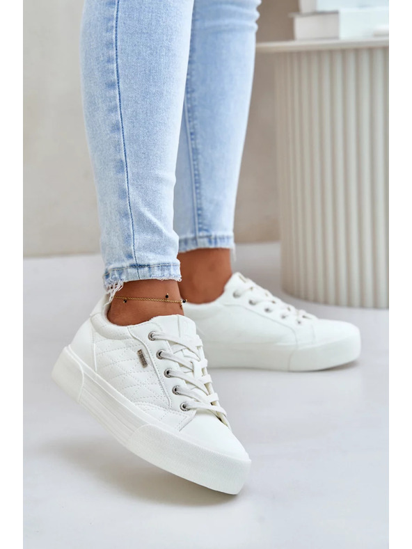 BIG STAR SHOES Dámske tenisky na platforme zateplené Big Star – biele