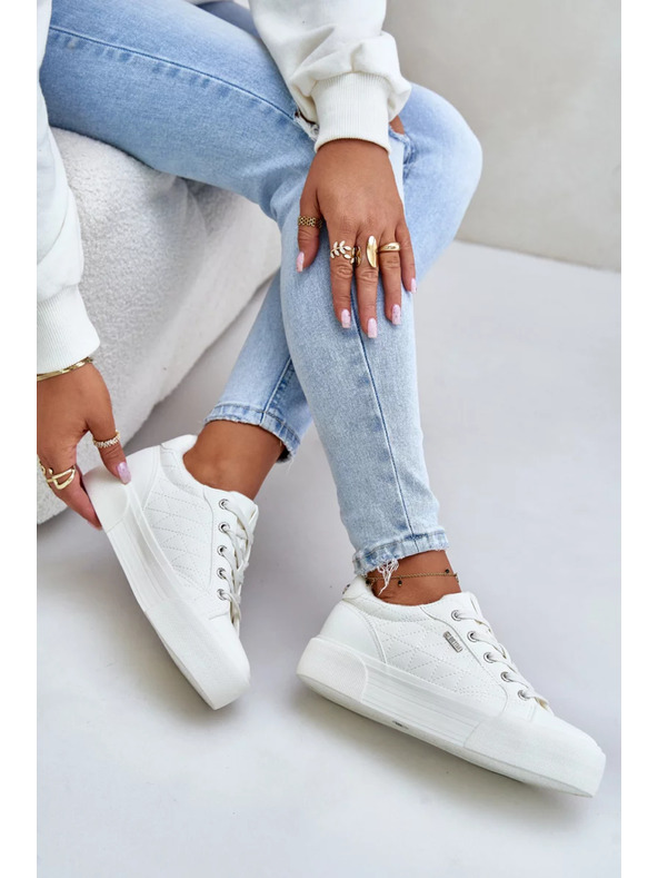 BIG STAR SHOES Dámske tenisky na platforme zateplené Big Star – biele