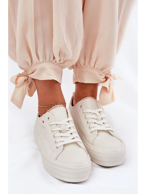 BIG STAR SHOES Dámske tenisky na platforme Big Star – svetlo béžové