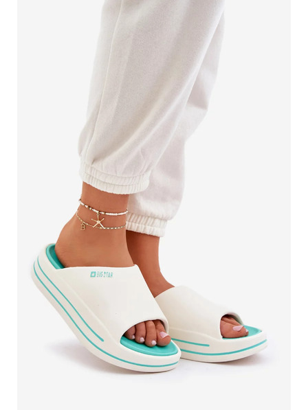 BIG STAR SHOES Dámske papuče na platforme Big Star – biela/mätová