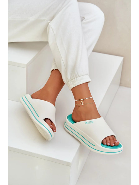 BIG STAR SHOES Dámske papuče na platforme Big Star – biela/mätová