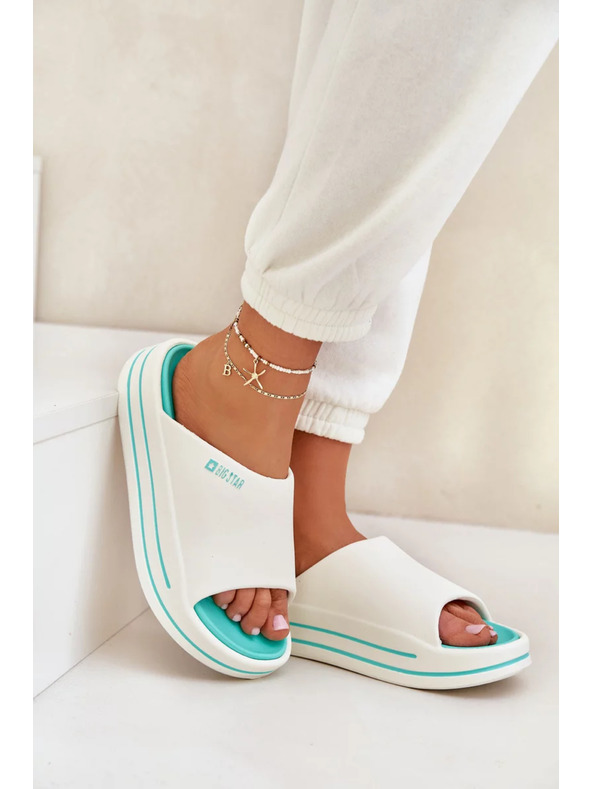 BIG STAR SHOES Dámske papuče na platforme Big Star – biela/mätová