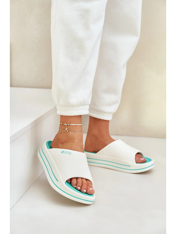 BIG STAR SHOES Dámske papuče na platforme Big Star – biela/mätová
