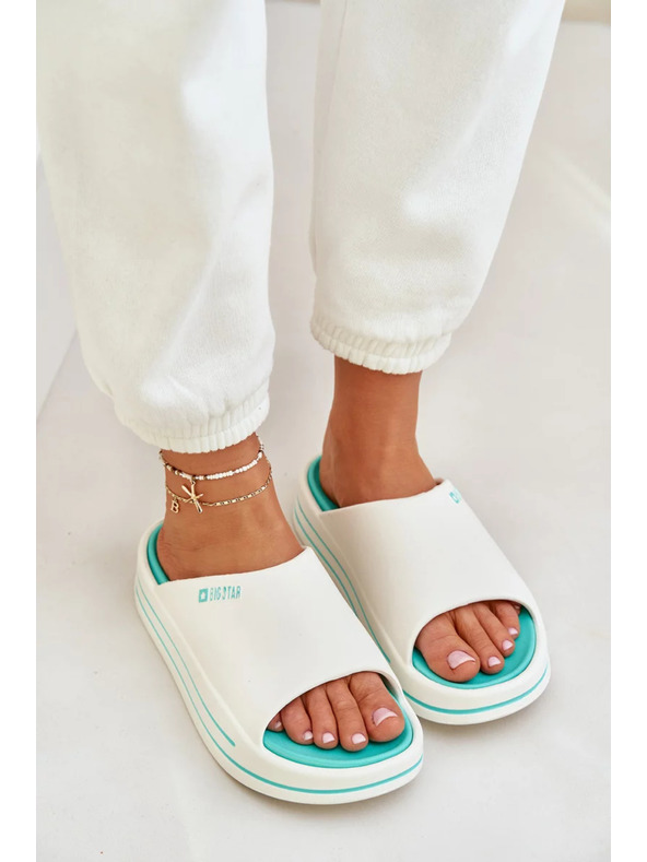 BIG STAR SHOES Dámske papuče na platforme Big Star – biela/mätová