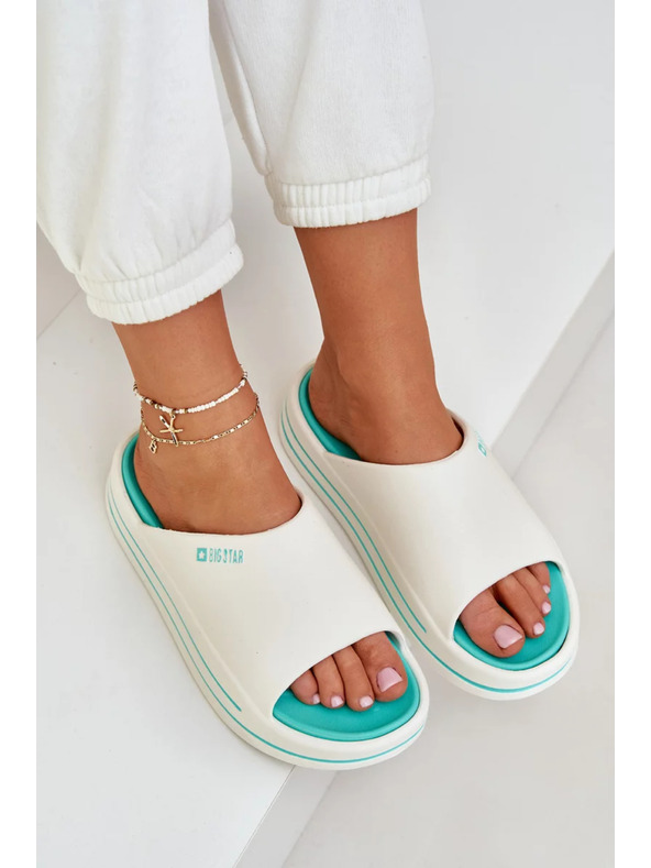 BIG STAR SHOES Dámske papuče na platforme Big Star – biela/mätová
