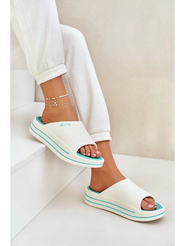 BIG STAR SHOES Dámske papuče na platforme Big Star – biela/mätová