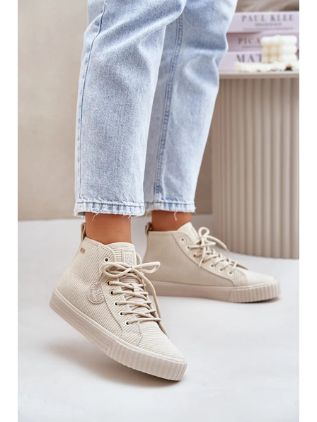 BIG STAR SHOES Dámske zateplené manšestráčové tenisky Big Star Hi-Poly System - béžové