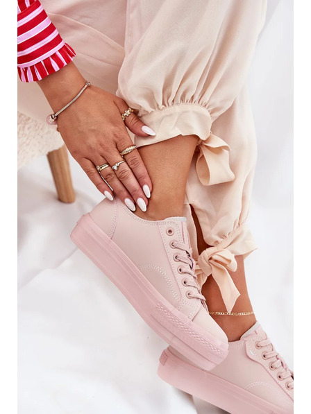 BIG STAR SHOES Dámske tenisky na platforme z ECO kože Big Star – ružové