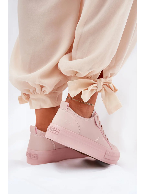 BIG STAR SHOES Dámske tenisky na platforme z ECO kože Big Star – ružové