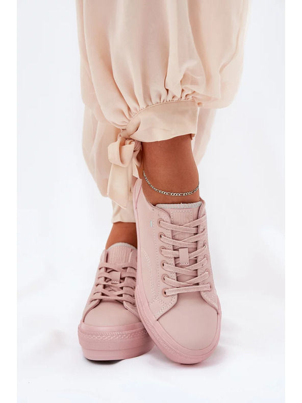 BIG STAR SHOES Dámske tenisky na platforme z ECO kože Big Star – ružové