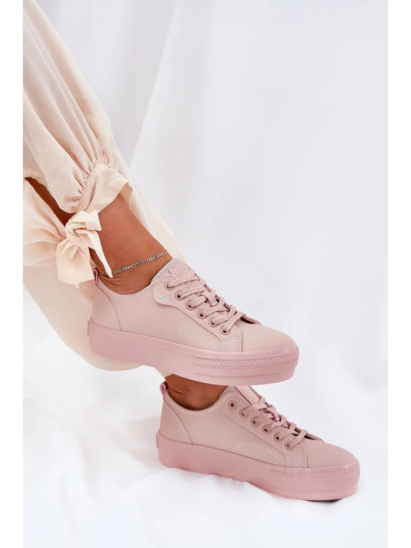BIG STAR SHOES Dámske tenisky na platforme z ECO kože Big Star – ružové