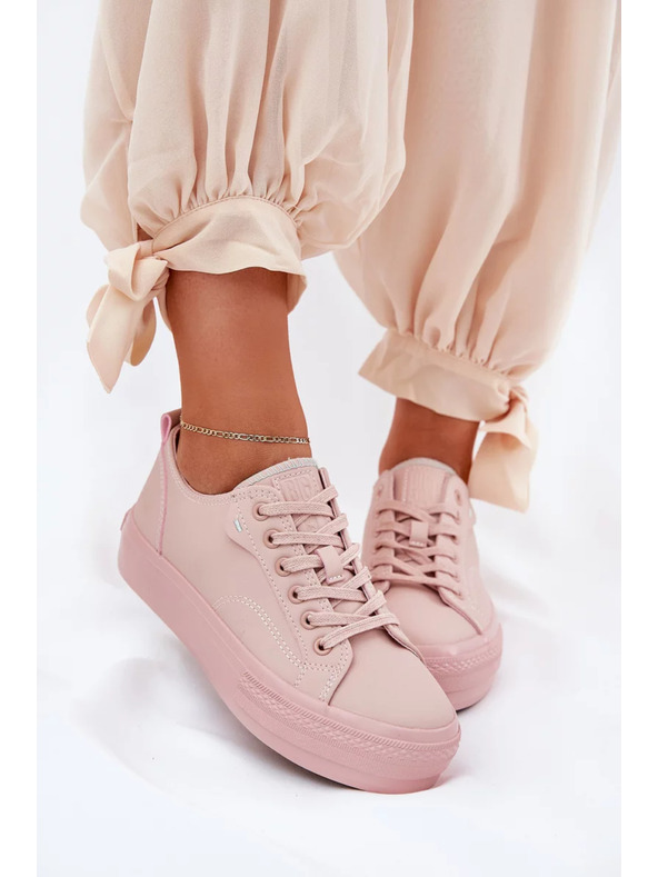 BIG STAR SHOES Dámske tenisky na platforme z ECO kože Big Star – ružové