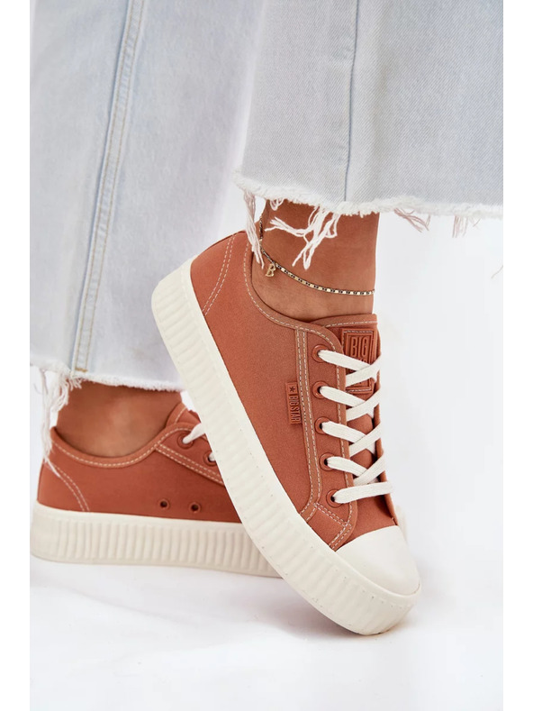 BIG STAR SHOES Dámske plátené tenisky na platforme Big Star – oranžové