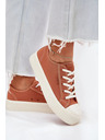 BIG STAR SHOES Dámske plátené tenisky na platforme Big Star – oranžové