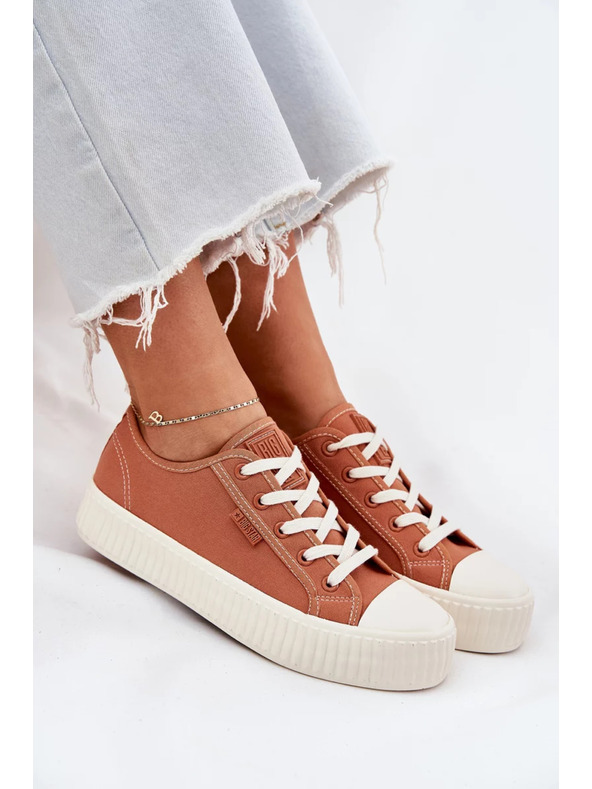 BIG STAR SHOES Dámske plátené tenisky na platforme Big Star – oranžové