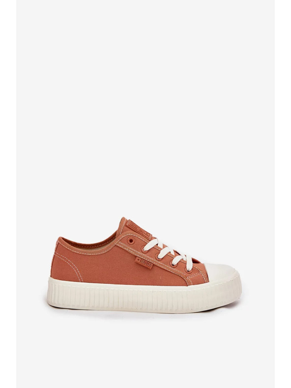 BIG STAR SHOES Dámske plátené tenisky na platforme Big Star – oranžové