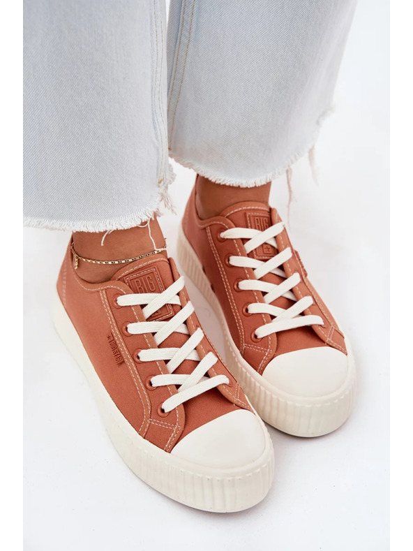 BIG STAR SHOES Dámske plátené tenisky na platforme Big Star – oranžové