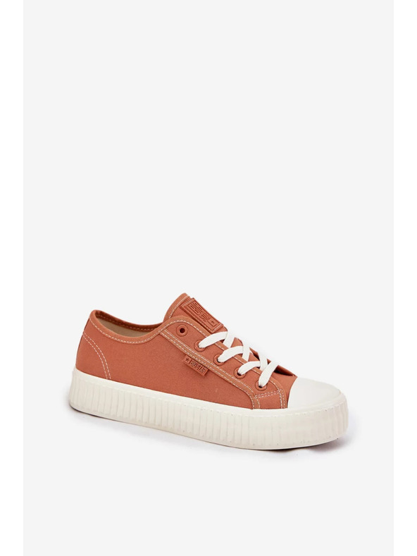 BIG STAR SHOES Dámske plátené tenisky na platforme Big Star – oranžové