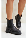 BIG STAR SHOES Dámske kožené zateplené členkové topánky Big Star Chelsea - čierne