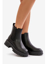 BIG STAR SHOES Dámske kožené zateplené členkové topánky Big Star Chelsea - čierne